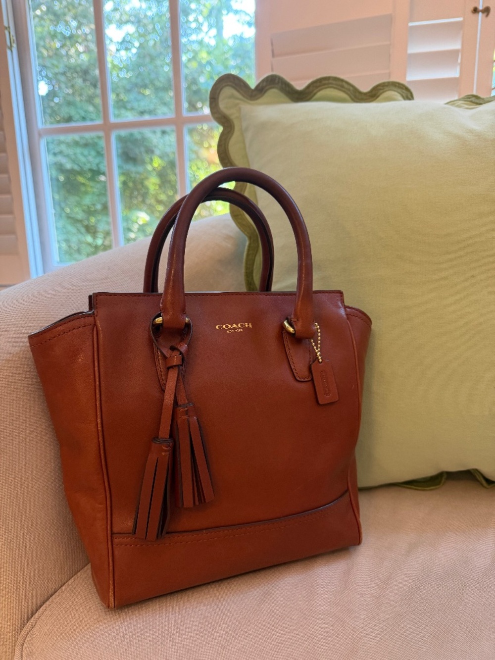 Coach Mini Tanner Legacy Cognac Leather Satchel Bag Purse
